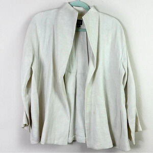 Eileen fisher off white open front blazer sweater linen blend Sz M